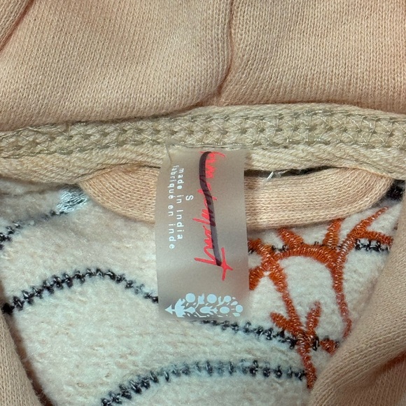 Free People Movement At My Best Embroidered Hoodie Pastel Peach Combo - NWOT - Picture 6 of 10